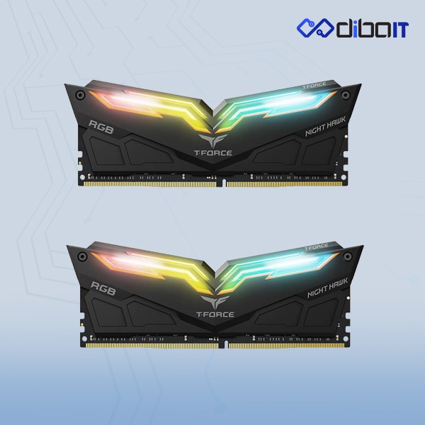 رم دسکتاپ DDR4 تیم گروپ مدل T-Force Night Hawk RGB ظرفیت 32 گیگابایت دو کاناله 3200 مگاهرتز CL16